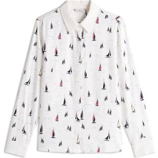 Fluid Viscose Regular Langærmet Skjorte, Boats/Ivory Silk, 34
