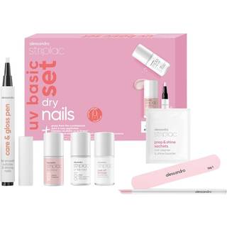 Alessandro Negle Striplac UV Colour UV Basic Set Dry Nails UV Colour 103 Pretty Ballerina 6,5 ml + UV Top Coat 001 Clear 6,5 ml + 1x Poleringsfil + 1x Hoof Stick + 10x Prep & Shine Sachets + Peel Off Remover 6,5 ml + 1x Care & Gloss Pen 2,8 ml 1 Stk. (285,00 kr / 1 stk.) - 1 Stk.