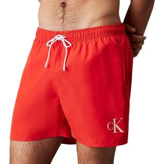 Medium Drawstring Swim Shorts - CK Monogram - Red - M