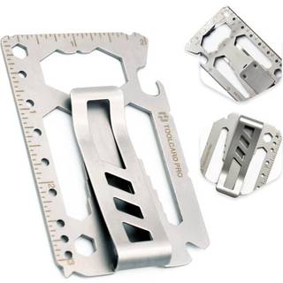 Multitool Card - Kreditkort Multitool - Tegnebog Størrelse Slim minimalistisk rustfrit stål - Multipurpose Survival Card med dåseåbner skruetræk.