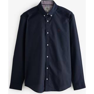 Next Navy Blue Stretch Oxford Long Sleeve Shirt