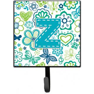 """" Caroline's Treasures CJ2006-ZSH4-brev Z Blomster og sommerfugle Teal Blue Leash eller Key Holder Small Multicolor """"