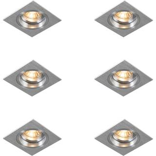Sæt med 6 indbyggede spotlights firkantet aluminium justerbar - Chuck