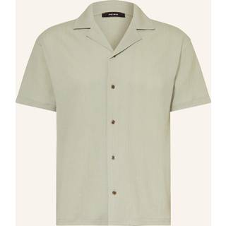 Reiss Reiss Sage Green Hunt Textured Crepe Cuban Collar Shirt