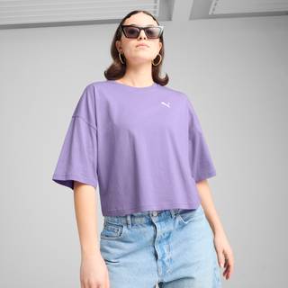 Women&#39;s Puma WARDROBE Essentials Oversized Short T-Shirt, Purple, Size XS, Clothing - Lavender Alert - XS
