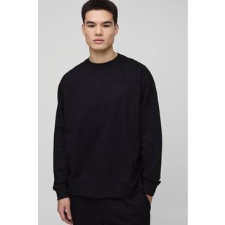 Mens Black Lightweight Basic Oversized Crew Neck Sweatshirt
