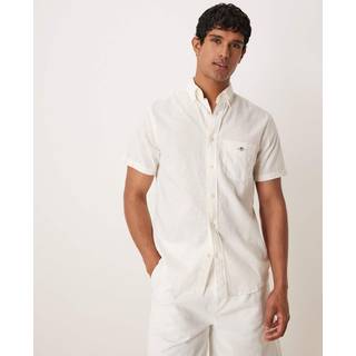 GANT Herre Regular fit skjorte af bomuldshør med korte ærmer (4XL)