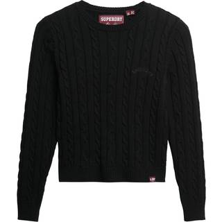 Superdry Superdry Black Essentials Slim Cable Knit Crew Neck 100% Cotton Jumper