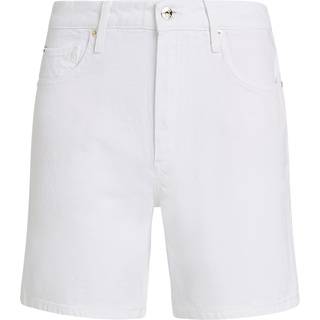 White Mid Rise Denim Shorts