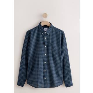 Next Navy Blue Check Long Sleeve 100% Cotton Shirt