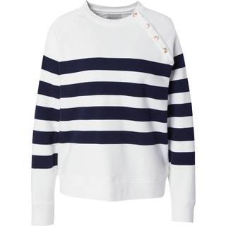 GANT Dame Stribet sweatshirt med guldknapper og crewneck (S)