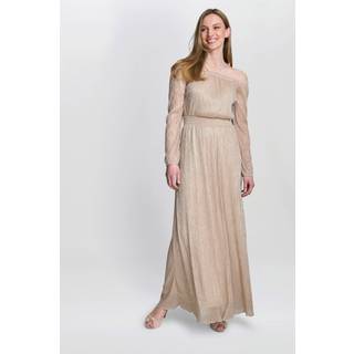Gina Bacconi Gina Bacconi Gold Sylvia Metallic Off The Shoulder Dress