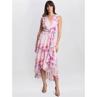 Gina Bacconi Gina Bacconi Lyserød Evelynn Blomster Tryk Wrap Effect Hi-low Kjole - EU 40 (UK 12)