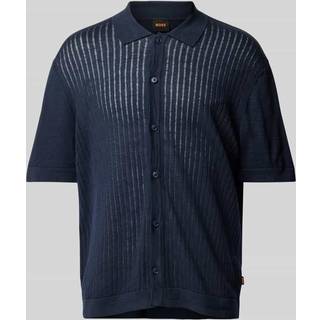 BOSS ORANGE Kamicino Knitted Short Sleeve Shirt Dark Blue