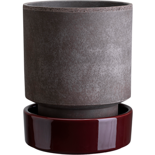 Bergs Potter Hoff krukke Ø16 cm, Raw Grey-Deep Burgundy