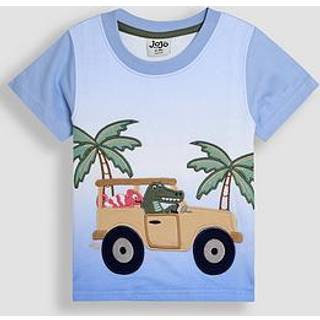 Jojo Maman Bébé Tropical Jeep Appliqué Ombre 100% Bomuld T-shirt3 - 6 måneder (62 - 68cm)