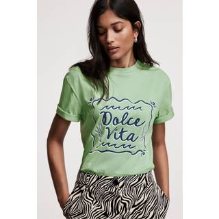 Mint Velvet La Dolce Vita Motif 100% Cotton T-Shirtxsmall