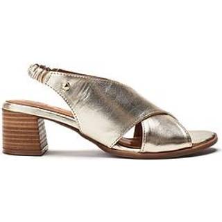 Moda in Pelle Moda in Pelle Metallic Prinia Cross-Over Leather Low Block Elastic Sandals