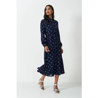 Crew Clothing Company Blå Olivia Trykt SkjortekjoleEU 46 (UK 18)