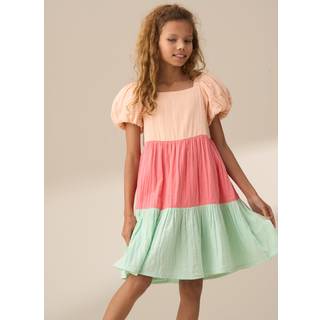 Angel & Rocket Angel & Rocket Pink Casey Multi Tiered Colourblock 100% Cotton Dress