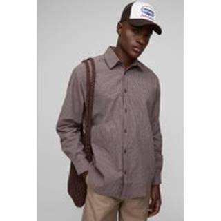 Mens Purple Oversized Micro Check Long Sleeve Shirt