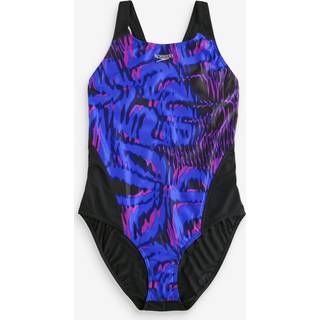 Women's Club Training Printed Recordback Swimsuit Black/Blue