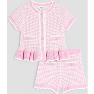 River Island River Island Pink Baby Girls Boucle Peplum Knit Top And Short Set