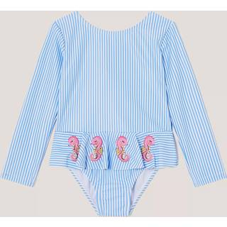 Monsoon Monsoon Blue Baby Seahorse Stripe UPF50+ Long Sleeve Swimsuit