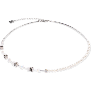 Coeur De Lion Silver Asymmetrical Mini Fusion Pearls Cubes Necklace - Silver - 42cm