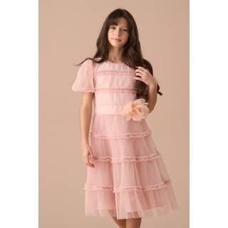 Angel & Rocket Angel & Rocket Pink Clara Pleated Mesh Corsage Dress