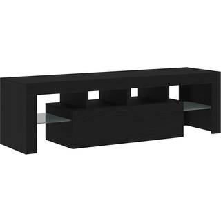 tv-bord med LED-lys 140x36,5x40 cm konstrueret træ sort egetræ