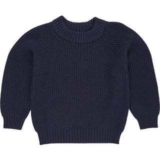 Copenhagen Colors Classic Ribstrikket Bluse Navy 128 cm  Blå  128 cm  kvinde