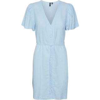 VERO MODA Vmlinn Ss V-neck Tie Short Dre Airy Blue Detail:melange XL