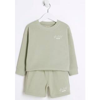 River Island River Island Green Boys MB Ame Le Nuit Crew 100% Cotton Shorts Set