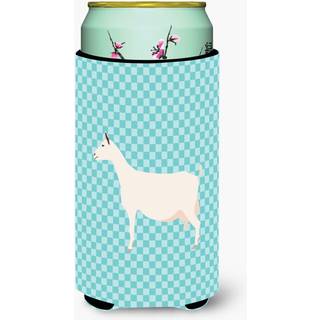 """"Caroline's Treasures Saanen Goat Blue Check Dekorative Can Hugger Tall Boy Multicolor""""