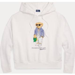 Polo Ralph Laurentil kvinder. 211959115001 Hvid bjørnefleece-sweatshirt med hætte (L), Casual, Bomuld, Bæredygtig