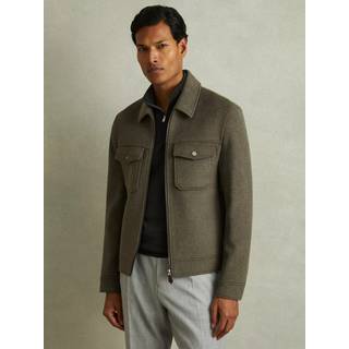 Reiss Reiss Peridoe Zip-Through Trucker Jakke med Uld