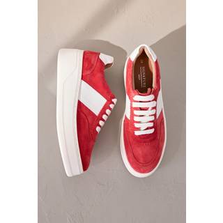Next Red Lace Up Signature Premium Leather Chunky Wedge Lace-Up Trainers