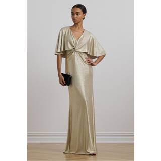 Lauren Ralph Lauren Lauren Ralph Lauren Phinya Foil Print Cape Brown Jersey Gown Dress