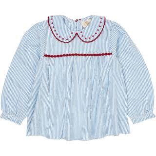 Copenhagen Colors Hearts Seersucker Langærmet Tunika Sky Blue Cream Berry Stripe 86 cm  Blå  86 cm  kvinde