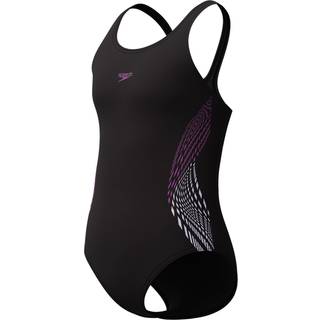 Girls' Placement Muscleback Swimsuit Black/Pink - Purple