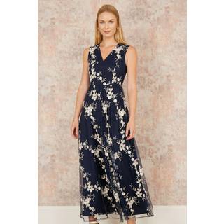 Yumi Yumi Blue Mesh Embroidered Maxi Dress