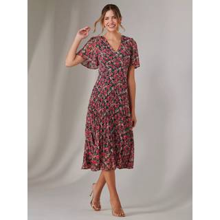 Jolie Moi Jolie Moi Pink Chiffon Pleated Wrap Midmaxi Dress