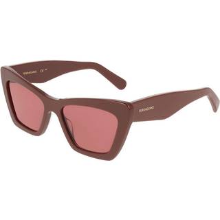 Ferragamo Kvinde SF929SN 606 Solbriller Acetat Bordeaux Rød Sommerfugl Normal