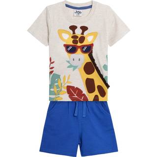 Jojo Maman Bébé JoJo Maman Bébé Natural Giraffe 2-Piece Appliqué T-Shirt & Shorts Set