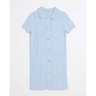 River Island River Island Blue Girls Diamante Collar Polo Dress