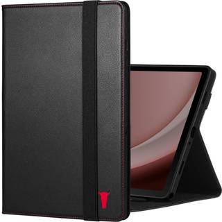 Samsung Galaxy Tab A9+ Leather Case - Black with Red Detail
