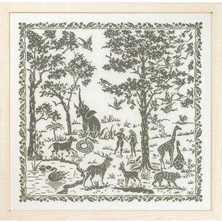 Broderikit Adam & Eva Broderikit med et fint Adam & Eva-motiv Lav din helt egen dekoration med dette nydelige kit Det færdige broderi måler 57 x 58 cm.