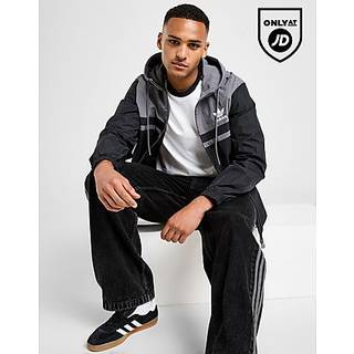 adidas Originals Colour Block Vintage Windbreaker, Black - XXL