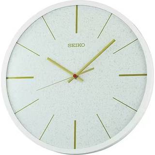 Seiko QXA828W Quarz-Wanduhr mit Leisegang Weiß/Goldfarben